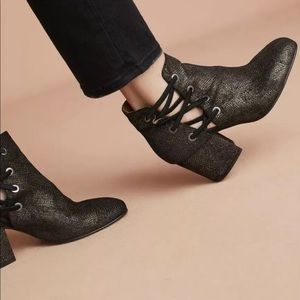 Anthro x Hudson London Snake-Embossed Ankle Bootie